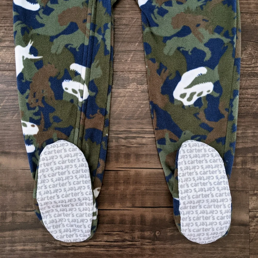 NWT Carter's Dinosaur Camo Fleece Footie Pajamas